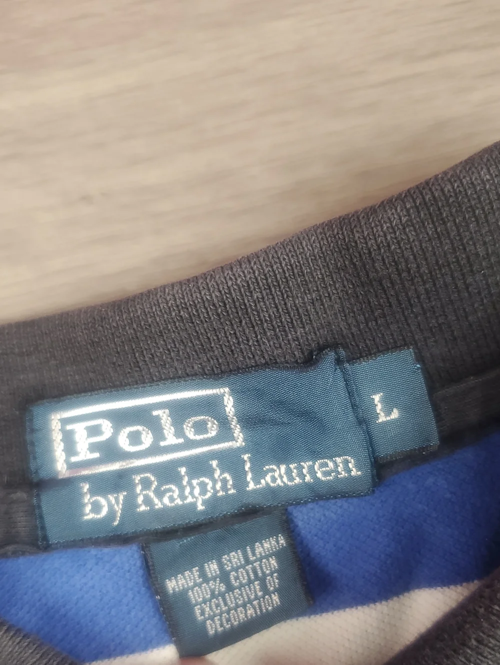 Polo Ralph Lauren Blue Black White Striped Polo Shirt Men's Large Cotton
